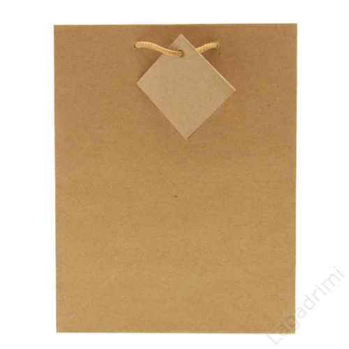 Papírtáska Natúr színű  kártyával 18x23cm