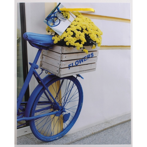 Kék bicikli mintás papírtáska