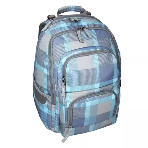 Spirit: E-Bag kék kockás lekerekített iskolatáska, hátizsák