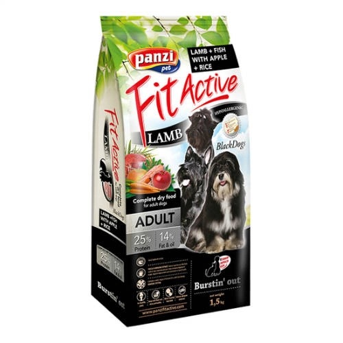 Panzi FitActive BlackDogs Hypoallergenic Adult (bárány) száraztáp - Sötét színű felnőtt kutyák részére (1,5kg)