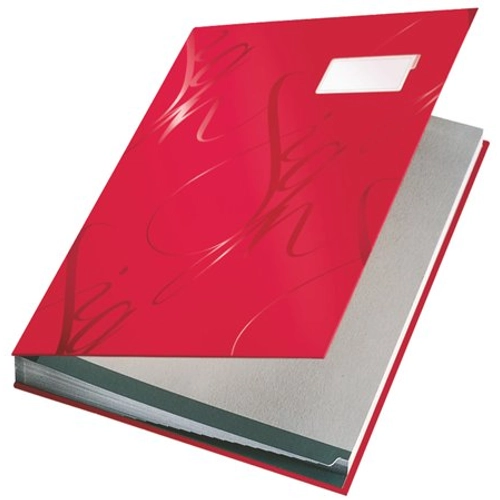 Aláírókönyv, A4, 18 részes, karton, LEITZ Design, piros